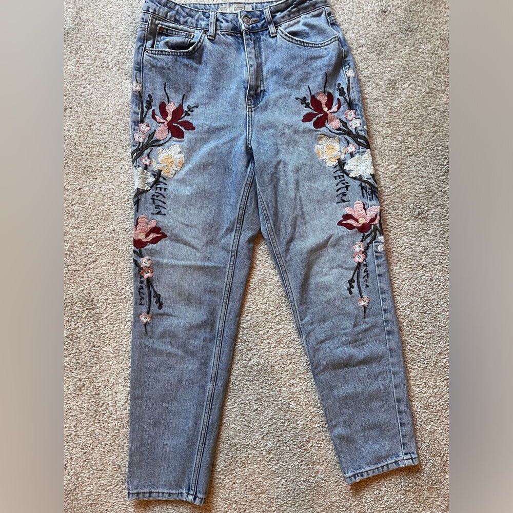 Topshop moto mom floral embroidered jeans size 6 (28)